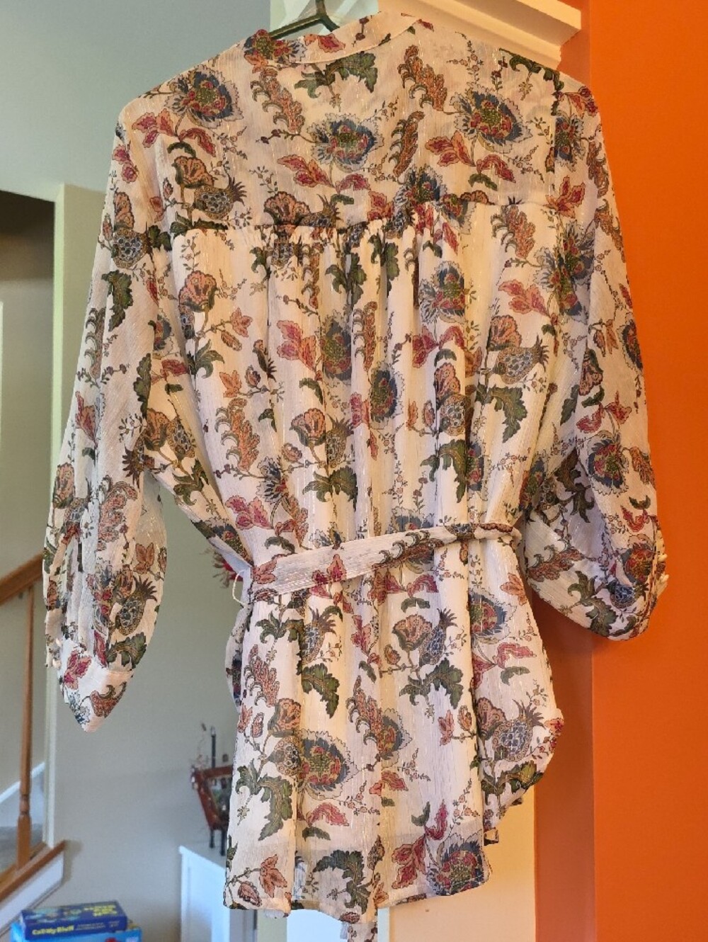 Madison Lilly Floral Casmir Lurex Detail Peasant Tunic-STITCH FIX - Picture 3 of 4